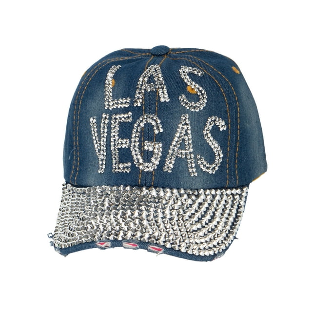 Casquette de Baseball Mode Cloutée Las Vegas pour Femmes - Denim Foncé