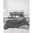 thumbnail image 3 of Quilts Full Size, Black Grey Ombre Soft Comforter Bedding Set for Bed, Abstract Grey Wave Texture Gradient Lightweight Quilted Bedspread with Pillow Cover(2 Pieces) for All Season, 78x90 Inch, 3 of 6