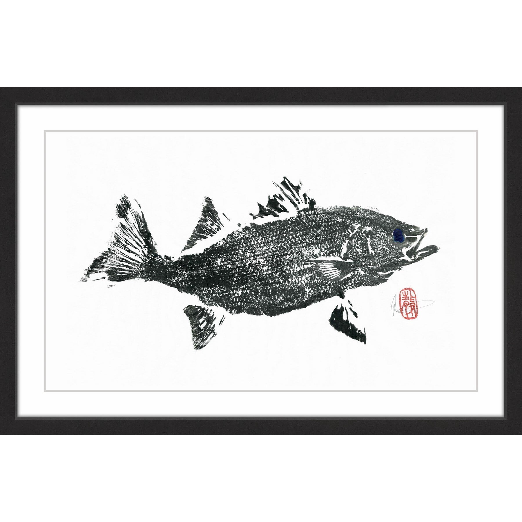 Marmont Hill 'Striped Bass' Framed Painting Print