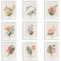 9 PCS Flower Market Canvas Art Prints Unframed Fauvism Picture Prints Daisy Abstract Floral Wall Art Colored Flower Illustration Rose Modern Painting Artwork Posters for Living Room Decor Multi-color