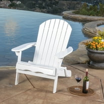 Munoz Reclining Wood Adirondack Chair with Footrest, White