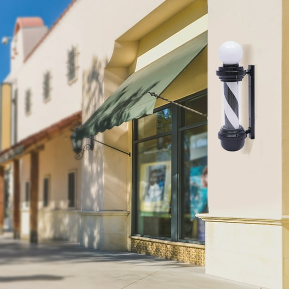 Modern Barber Pole LED Light, Rotating Black and White Design, High Brightness, Energy-Saving, Easy Install for Barbershops and Salons
