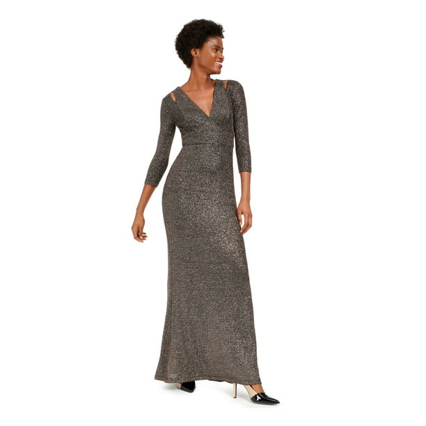 Calvin Klein Womens Shimmer Cut-Out Evening Dress Black 12 Calvin Klein Womens Shimmer Cut-Out Evening Dress Black 12