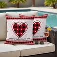 thumbnail image 6 of Pack of 2 Outdoor Pillow Covers,Waterproof Red Pink Love,Throw Pillow Covers,Valentine's Day Saint Heart Retro Plaid Decorative Pillowcases Cushion Covers for Couch Pillow Sham Protector 18x18 Inch, 6 of 8