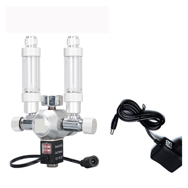 Régulateur de CO2 Aquarium avec Compteur de Bulles Valve de Réglage Fin Équipement de Réduction de Pression Électromagnétique Rotatif à 360°, Installation Facile