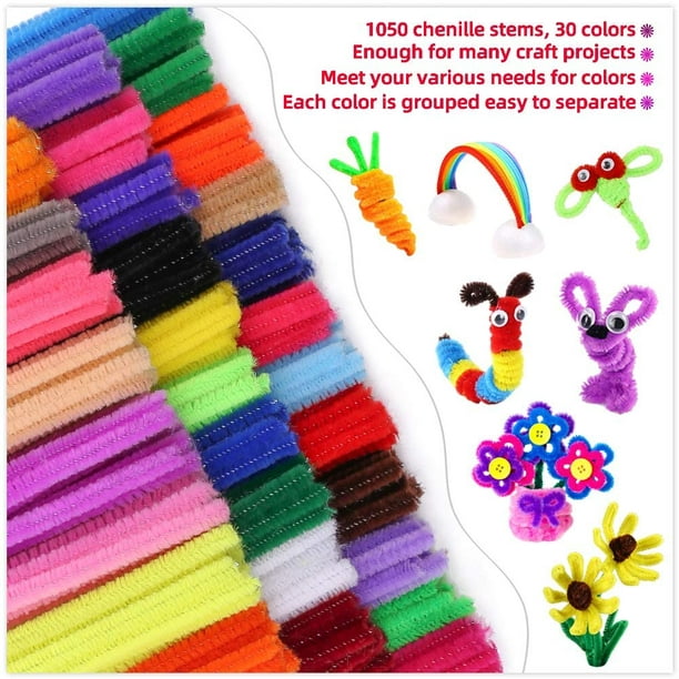 Horizon Group USA 200 Pastel Fuzzy Sticks, Value Pack of Pipe Cleaners in 6  Colors, 12 Inches, Chenille Stems, Bendy Sticks, Great for DIY Arts 