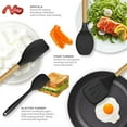 thumbnail image 3 of oannao Silicone Cooking Utensils Set - 446°F Heat Resistant Silicone Kitchen Utensils for Cooking,Kitchen Utensil Spatula Set w Wooden Handles,Holder, BPA FREE Gadgets for Non-Stick Cookware (Black), 3 of 8