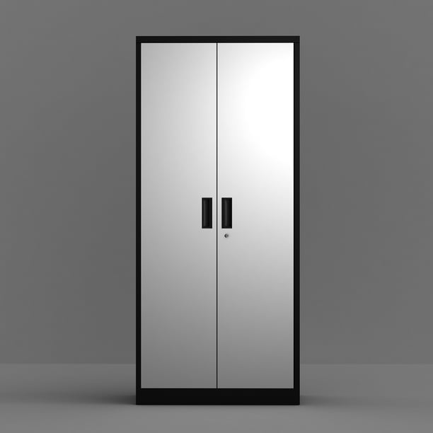 Steel Storage Cabinet 5 Shelf Metal With 4 Adjustable Shelves And Lockable Doors Black Com Steel Storage Cabinet 5 Shelf Metal, Steel Storage Cabinets With Doors And Shelves