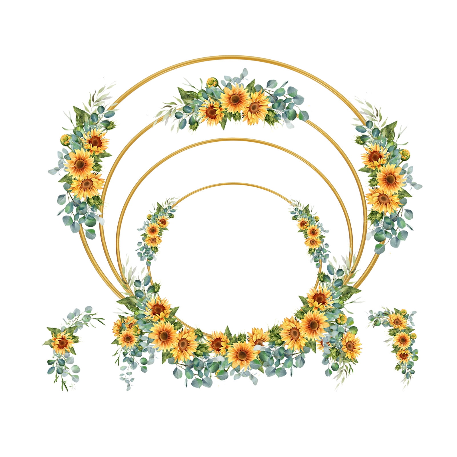12 Inch Round Metal Floral Hoop, Gold Wreath Macrame Frame for Wedding Geometric Decor, Gold Tone 10 Pcs