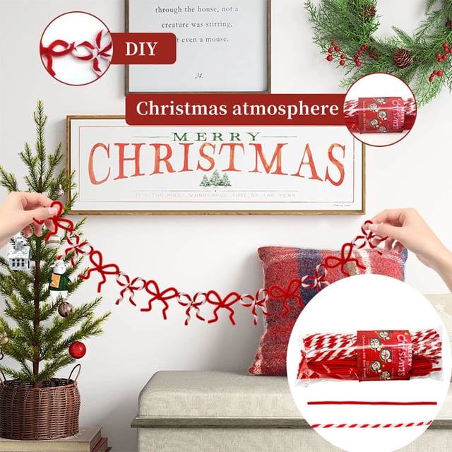 Adornos navideños, adornos navideños, regalos navideños, borde navideño, guirnalda de lazo para bricolaje, decoración de escena de fiesta navideña, decoración colgante de pared, un lazo