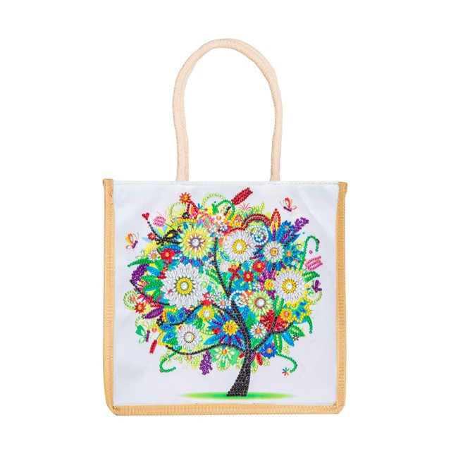 Bolsas Almacenamiento Compras Lino Verano DIY Con Pintura Diamantes 5D Cgtredaw