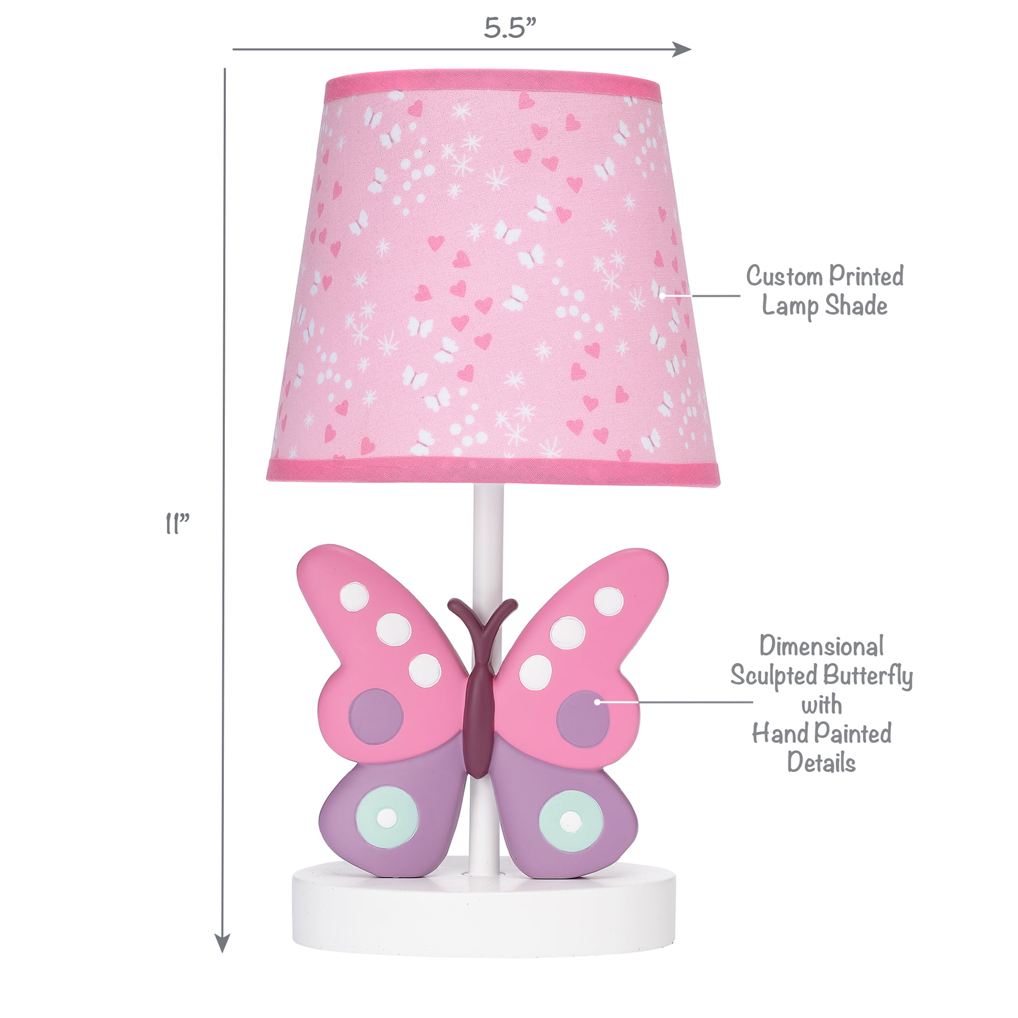 Girls Pink Hearts and Butterflies Ceiling Pendant Light Shade 