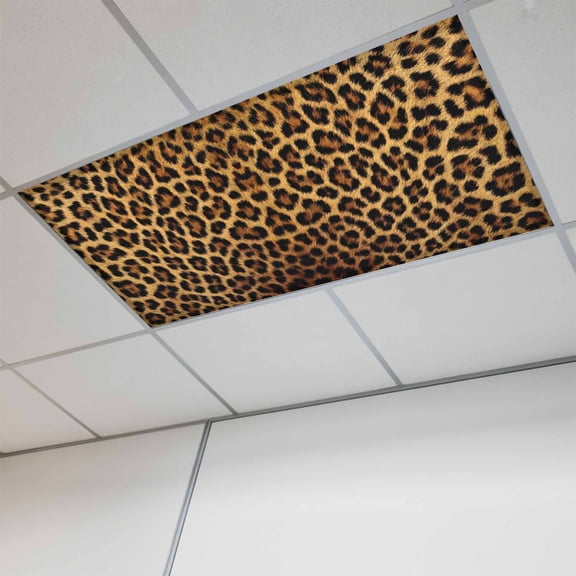 Fluorescent Light Covers for Ceiling Lights Classroom, Brown Retro Leopard Print Magnetic Ceiling Light Cover Filter for School,Office, 2X4 FT, Pack of 1, Abstract Animal Texture