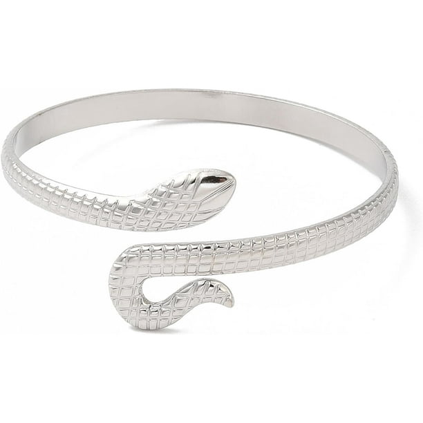 1 unidad de brazalete abierto de acero inoxidable 304 con diseño de serpiente, joyería para mujer, brazalete de acero inoxidable de color.