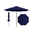 thumbnail image 1 of Parasol de Patio Extérieur 10 Pi – 8 Nervures Robustes, Manivelle, Inclinaison à Bouton-Poussoir, Protection UV, Pare-Soleil Imperméable – Parfait pour Jardin, Cour, Terrasse, Piscine – Bleu Marine, 1 of 8