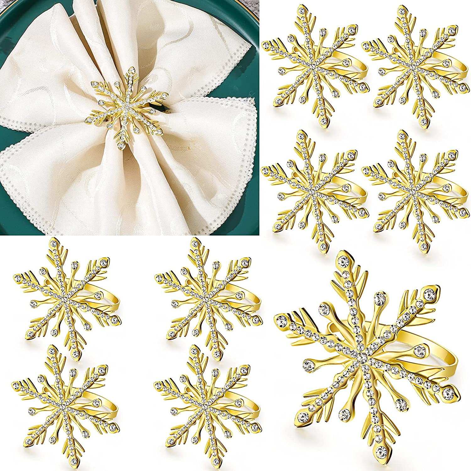 URROMA Anneaux Serviettes - 50 Pièces Flocons Neige Kraft - Anneaux Papier Creux Pour Décoration De Table Noël, Saint-Valentin, Anniversaire