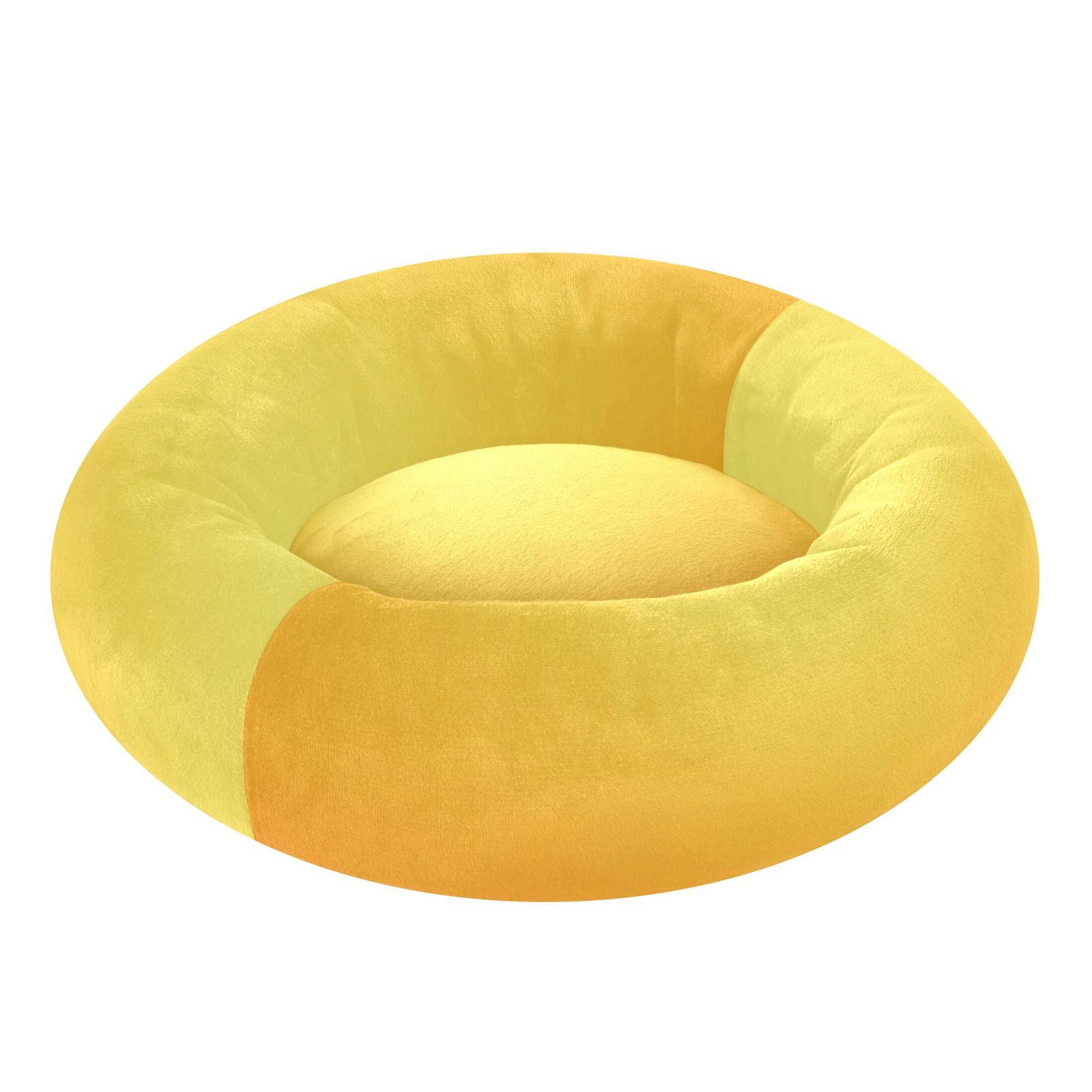 Iauyy Pet Couch Donut Cat Bed for Indoor Cats/Small Dogs Washable & Machine with Non-slip Bottom Calming Cat Furniture, Yellow Gradient (M)