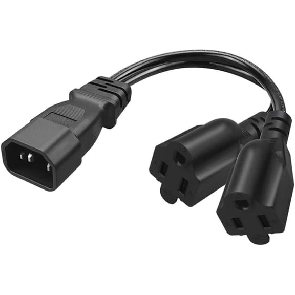 Toptekits C14 to Dual NEMA5-15R Power Plug,IEC 320 C14 Male to 2XNEMA5-15R Splitter Power Cord, IEC 320 C14 to 2X5-15R Adapter Converter (C14 to 2XNEMA5-15R)
