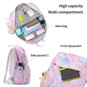 Tinyat Women Backpack for College Student Men Casual Laptop Waterproof Daypack with Lunch Bag Blue Pink