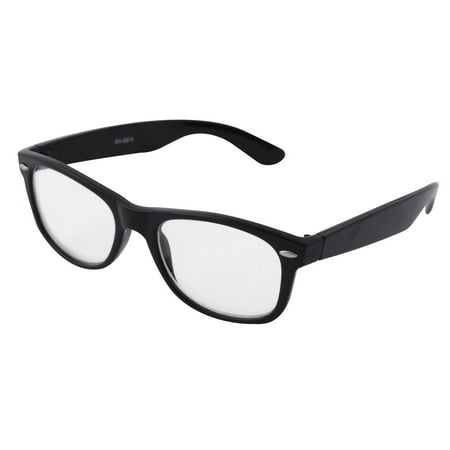 Black Plastic Unisex Full Rims Square Clear Lens Plain Glasses Spectacles