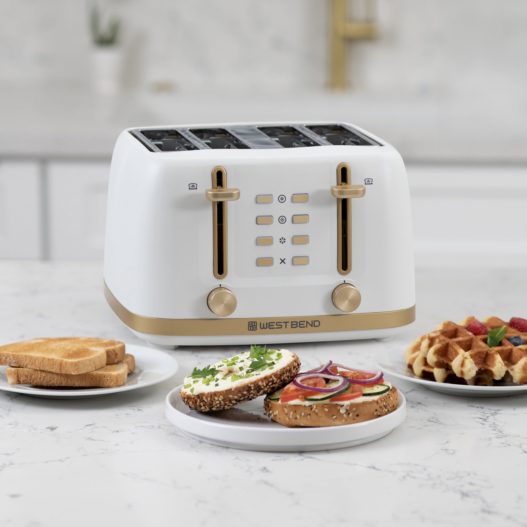 West Bend Timeless 4-Slice Toaster, in White/Gold (TTWB4SWG13)