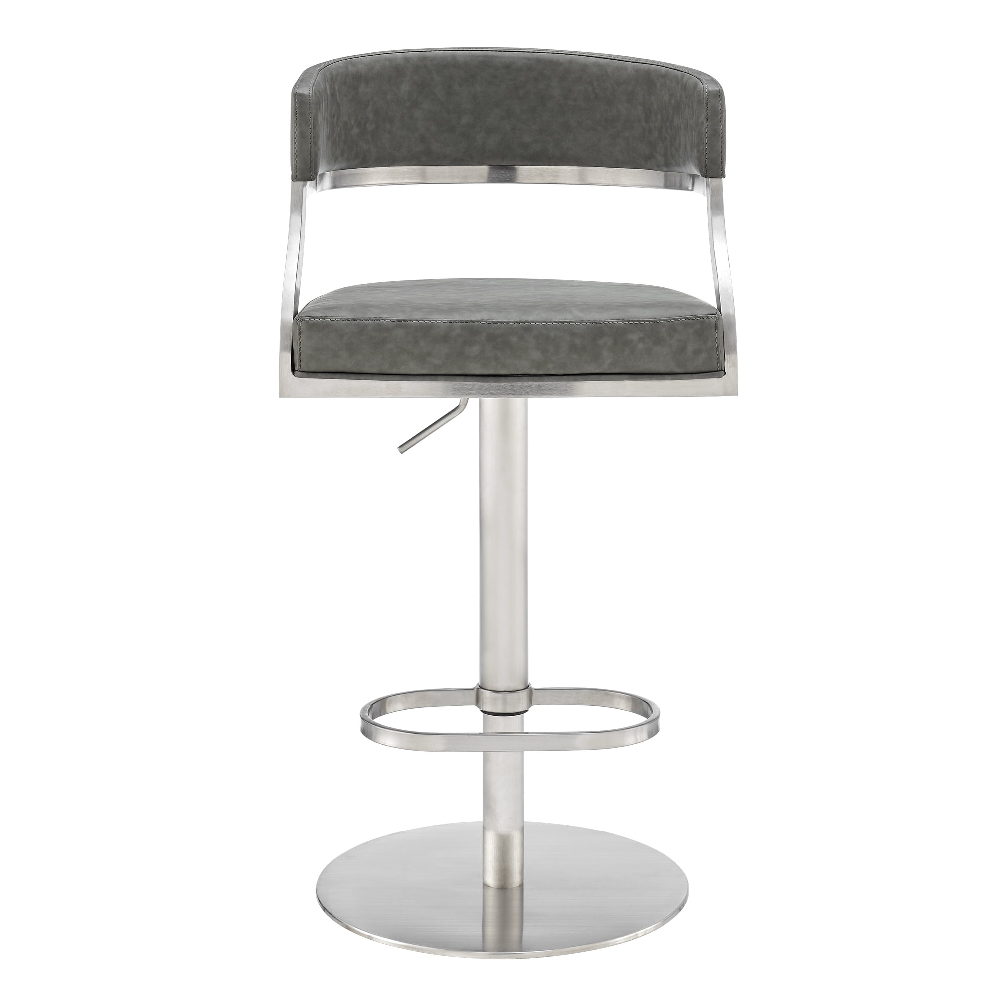 Callie Modern Retro Swivel Metal Adjustable Height Barstool With Faux Leather Seat