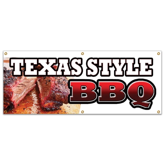 72" TEXAS STYLE BBQ BANNER SIGN beef brisket ribs pork bar b que open