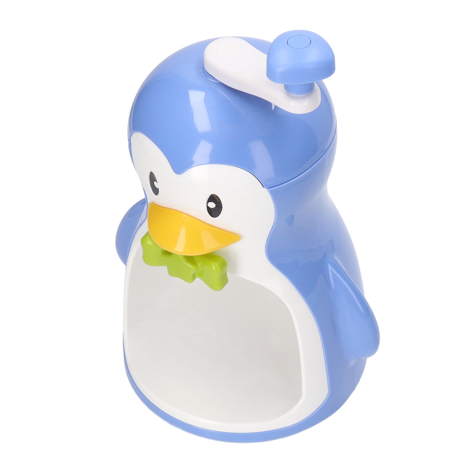 Nieyigj Manual Shaved Ice Machine, Blue Penguin Snow Cone Maker with Container, Portable Hand Crank Ice Crusher for Household Kitchen Accessories, 12.2 in / 31.0 cm Height