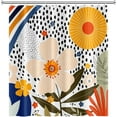 thumbnail image 4 of Colorful Boho Bathroom Shower Curtain Pink Floral Sun Abstract White Spots Shower Curtain Aesthetics Art Decor Washable Polyester Durable Fabric Shower Curtain with Hooks, 72x84 Inch, 4 of 6