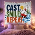 thumbnail image 2 of Fish More Worry Less Bass Tapestry Wall Hanging, 2 of 7