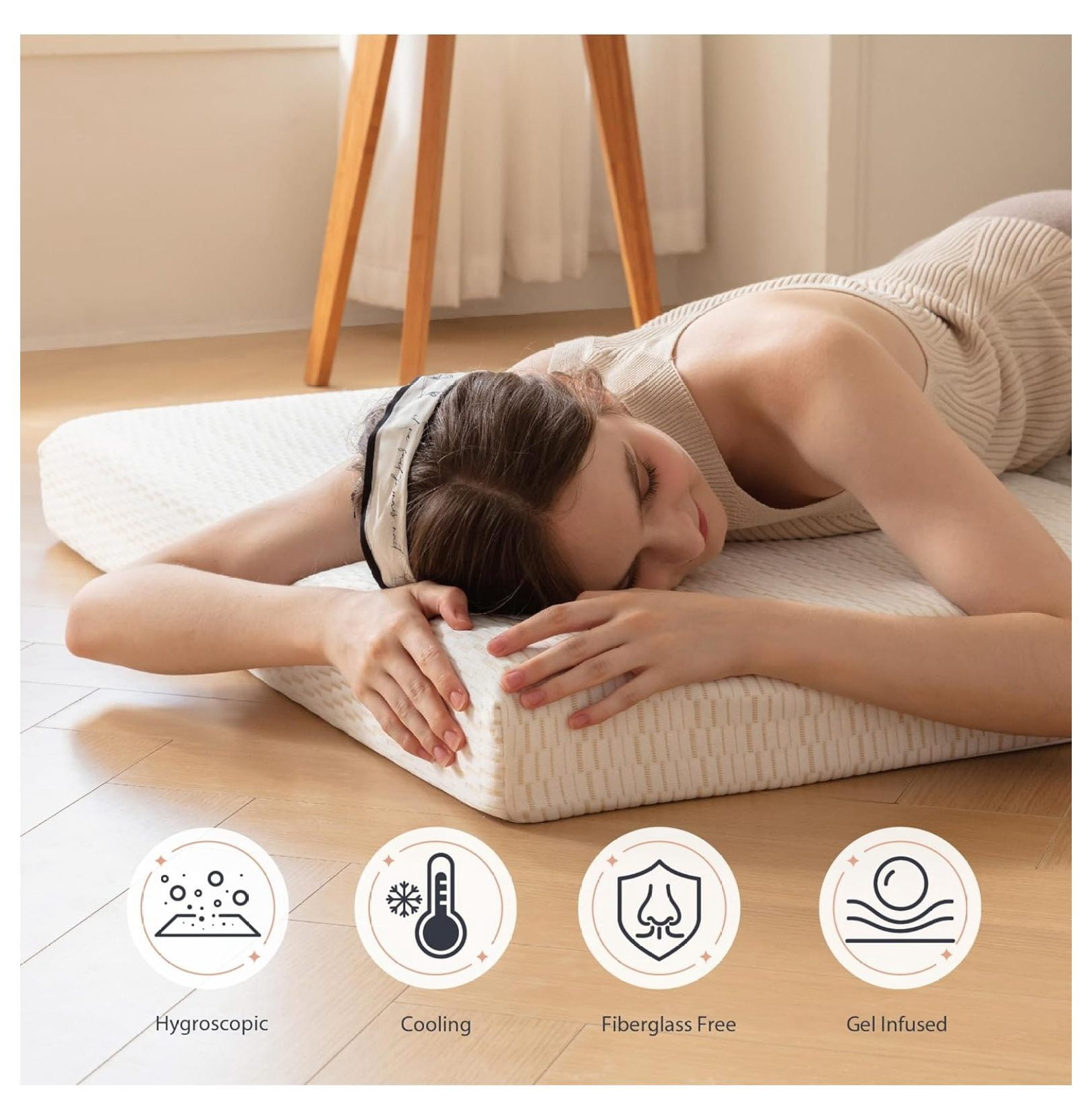 Folding Mattress, 4 Inch Certified Single Portable Trifold Memory Foam Mattress with Washable Cover, Foldable Guest Bed, Travel Mat, 25"×75"×4", White