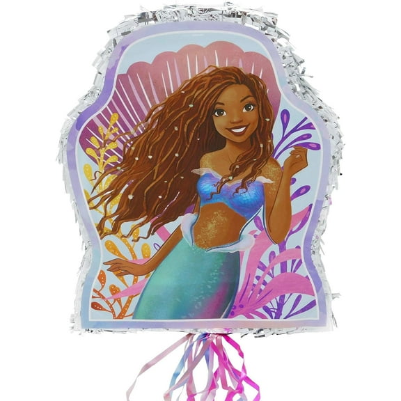 Pull-String Little Mermaid Pinata - 17.75in x 21.75in - Perfect for Kids' Parties, Birthdays, and Disney Movie Fans