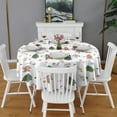 thumbnail image 2 of White Christmas Gingerbread Man Pattern Round Tablecloth 60"x60",Wrinkle Wipeable Table Cloth for Kitchen Dining Room Picnic Patio Party, 2 of 6