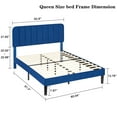 thumbnail image 4 of VECELO Queen Size Bed Frame with Upholstered Headboard, Velvet Platform Bedframe Mattress Foundation, Strong Wood Slat Support, No Box Spring Needed,Velvet Dark Blue, 4 of 5