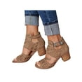 thumbnail image 4 of LUXUR Womens Low Block Heel Dress Shoe Ladies Fashion Buckle Sandals Brown 7, 4 of 5