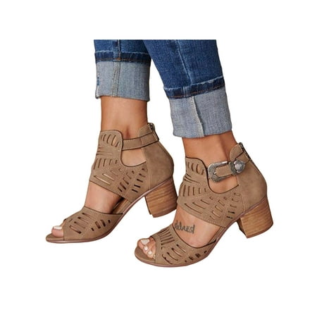 

Ymiytan Fashion Womens Sandals Block Heel Open Toe Summer Party Dress Shoes