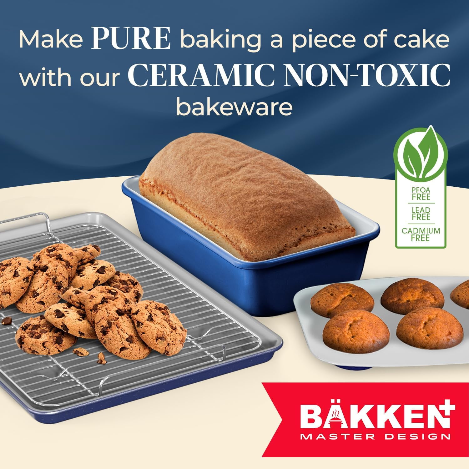 Square Cake Pan - Aluminized Steel, Ceramic Non-Stick Coating, Non-Toxic, Ideal Size, Heavy-Duty, Elevate Your Baking with Durability and Style!