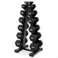 thumbnail image 1 of BalanceFrom 106 lb Neoprene Coated Iron Dumbbell Hex Weights Set with Stand, Black, 1 of 11
