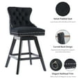 thumbnail image 5 of Modern Swivel Bar Stools Set of 6, Black Counter Height Bar Stools with Back for Kitchen Island, Velvet Upholstered Island Chairs with Wood Legs, Barstool Chairs, Sillas para Barra de Cocina, 5 of 11