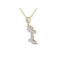 thumbnail image 2 of 10kt Yellow Gold Mens Baguette Diamond Crown I Letter Charm Pendant 5/8 Cttw, 2 of 2