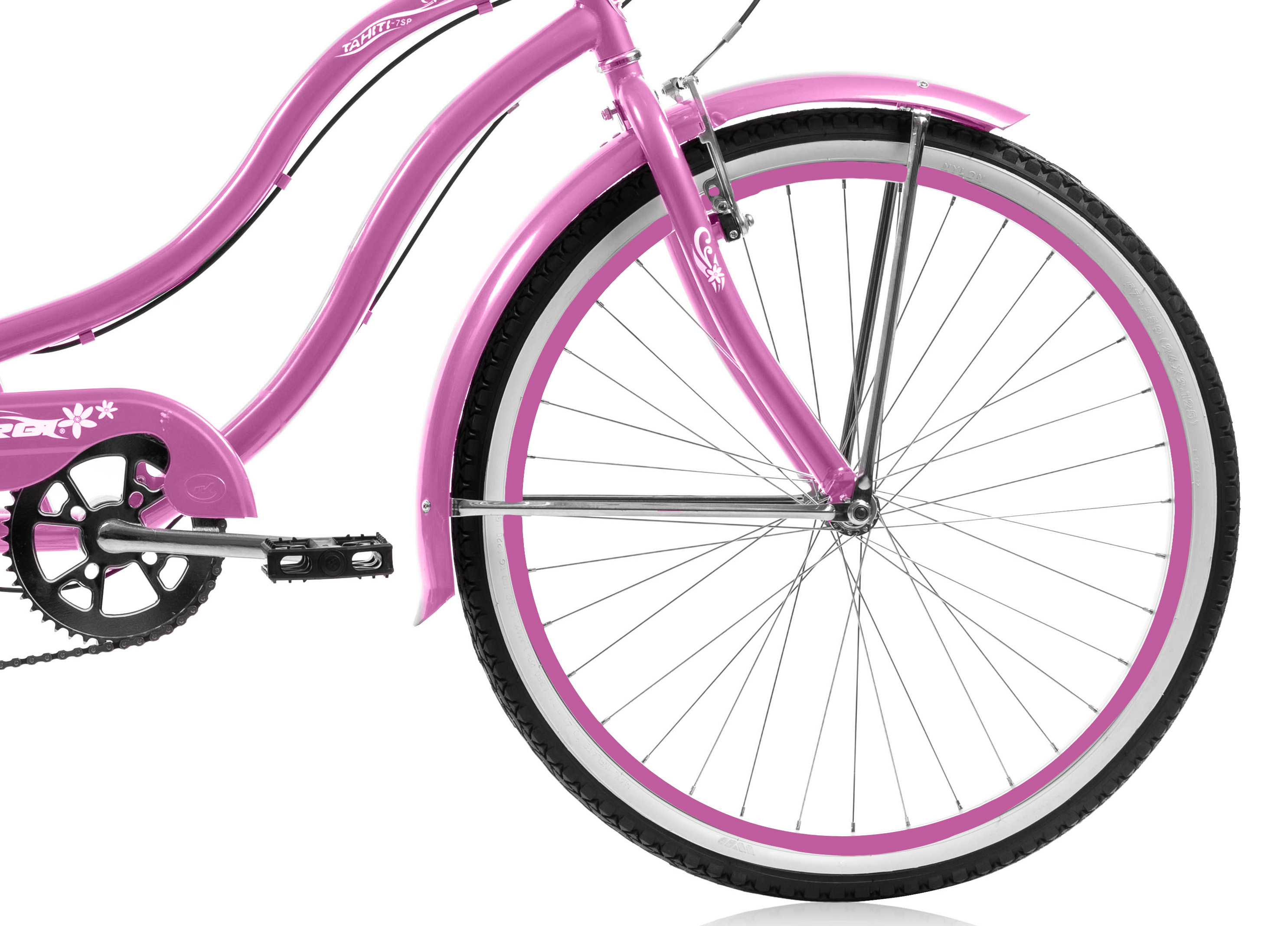 WonderWheels 26" Beach Cruiser Coaster Brake Stainless Steel Spokes One Piece Crank Alloy Orange Rims 36H W/ Fenders - Green