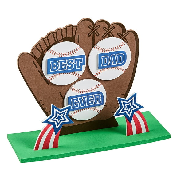 Fun Express 6 1/2" x 5 1/4" Father’s Day Best Dad Ever Baseball Glove Craft Kit - Makes 12