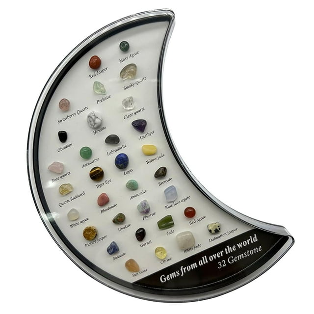 32 Types of Minerals Specimens Natural Crystal Agate Gemstones Shaped Set