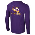 thumbnail image 3 of Men's Colosseum Purple LSU Tigers Logo Lockup 3-Hit Active Blend Long Sleeve T-Shirt, 3 of 3