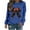 Blue, variant on Raeneomay Long Sleeve Shirts for Women Fashion CrewNeck Printing Loose Long Sleeve Round-Neck Hoodless Pullover Tops