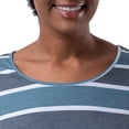 thumbnail image 3 of Fruit of the Loom Women's Long Sleeve Tee and Pant 2 Piece Sleep Set, Blue Stripe, 3X, 3 of 7