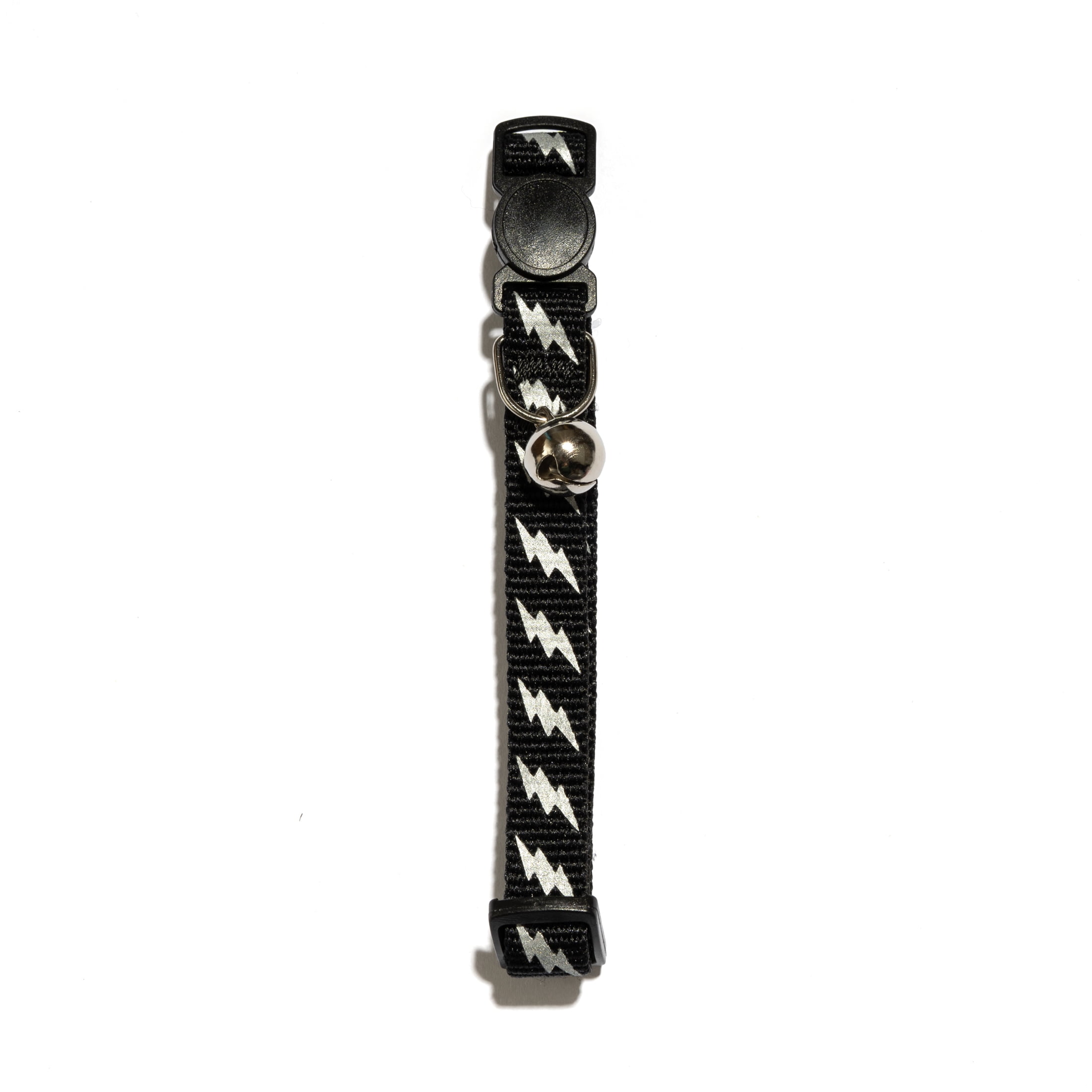 Vibrant Life Reflective Break-Away Adjustable Cat Collar, Black and Silver Lightning Bolt, One Size