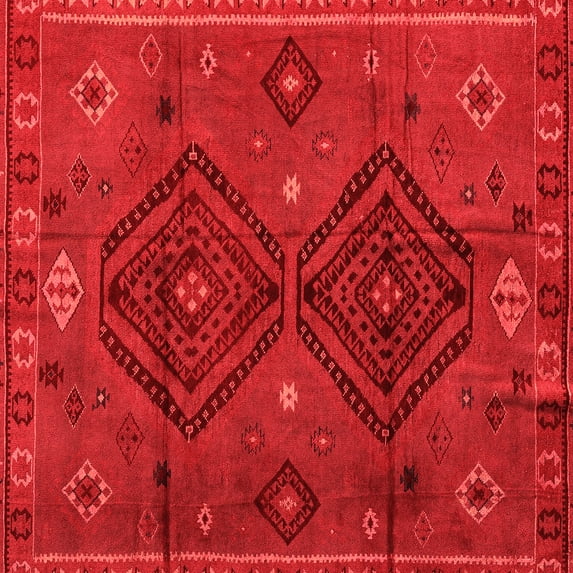 Ahgly Company Indoor Square Southwestern Orange Country Area Rugs, 5' Square