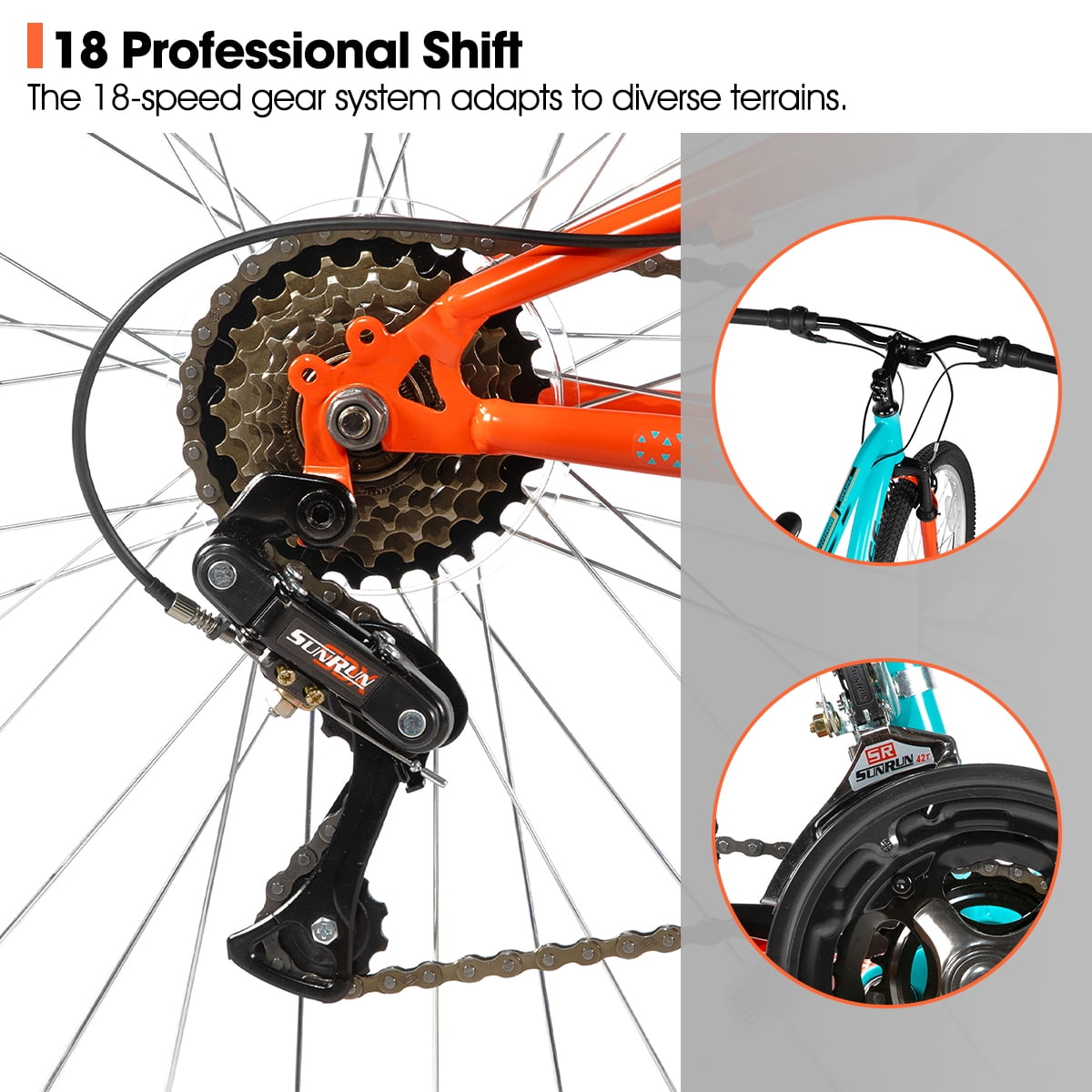 Hiland Full Suspension Mens Mountain Bike, 18-Speed, 26 Inch Wheel, V-Brakes Bike for Men Womens Adult Bicycle