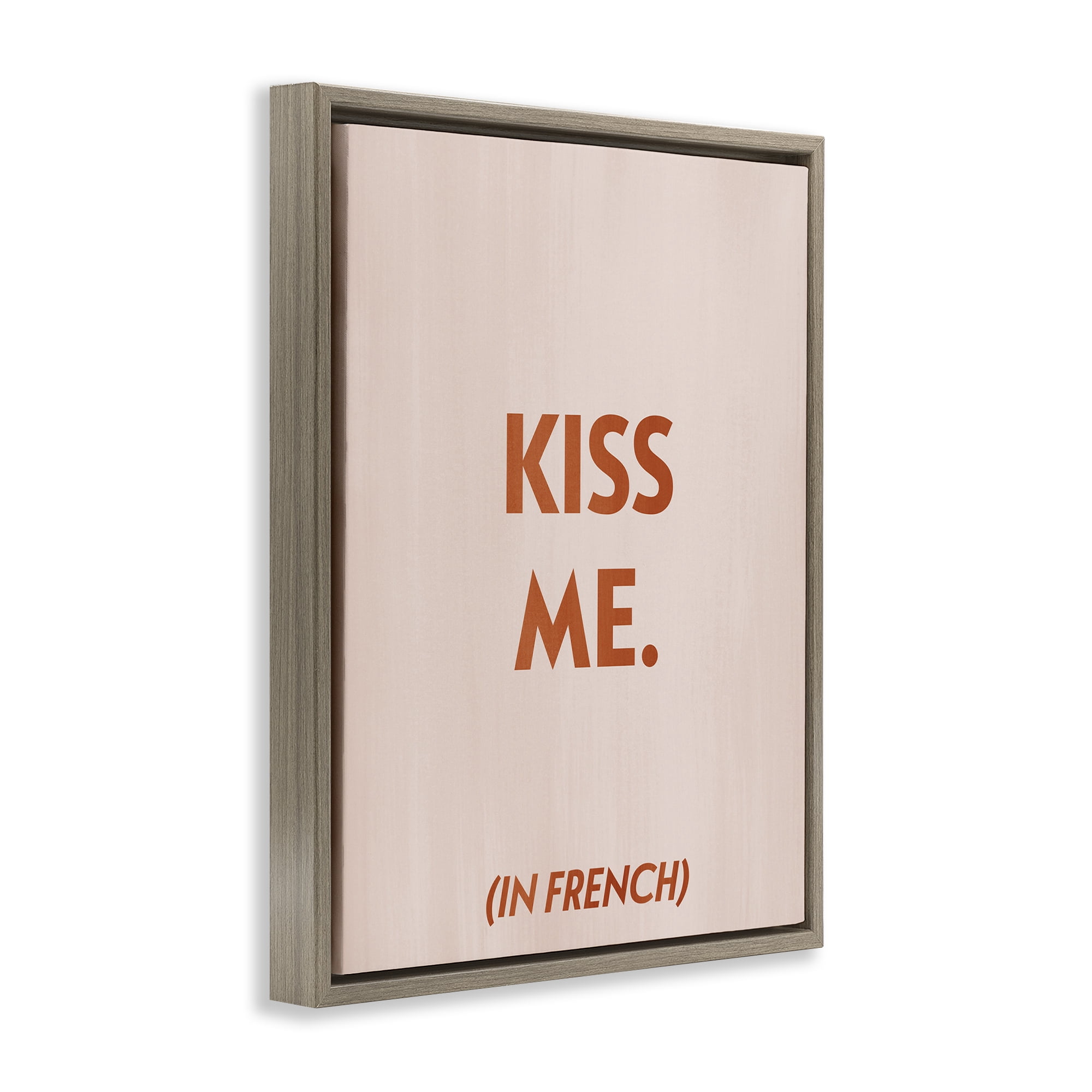 Stupell Industries Kiss Me In French Typography Painting Brown Floater Framed Art Print Wall Art, 25 x 31